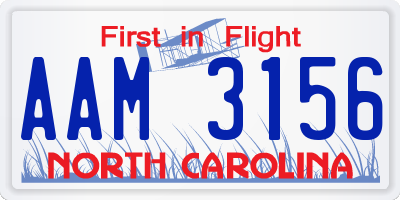 NC license plate AAM3156
