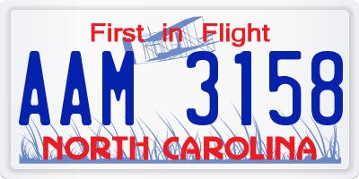 NC license plate AAM3158