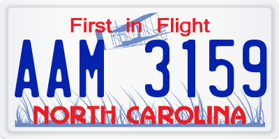 NC license plate AAM3159