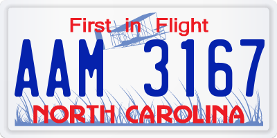 NC license plate AAM3167
