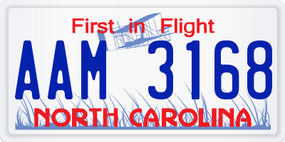 NC license plate AAM3168