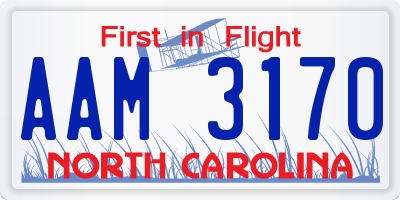 NC license plate AAM3170
