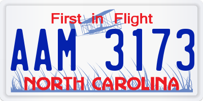 NC license plate AAM3173