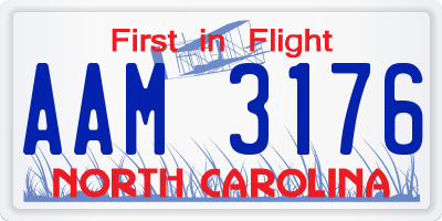 NC license plate AAM3176