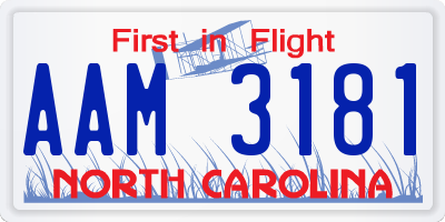 NC license plate AAM3181