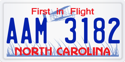 NC license plate AAM3182
