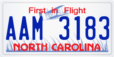 NC license plate AAM3183