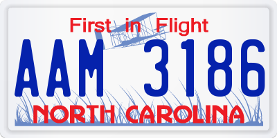 NC license plate AAM3186