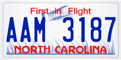 NC license plate AAM3187