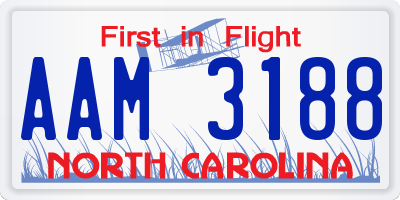 NC license plate AAM3188
