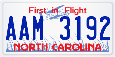 NC license plate AAM3192