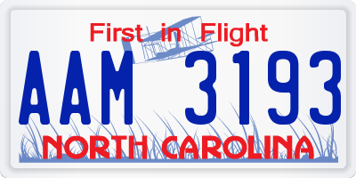 NC license plate AAM3193