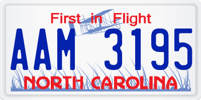 NC license plate AAM3195