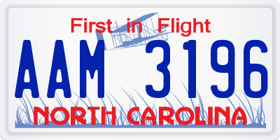 NC license plate AAM3196