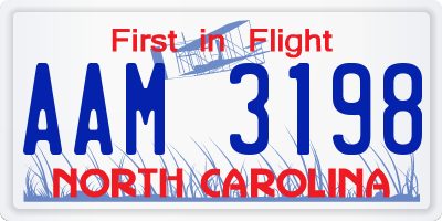 NC license plate AAM3198