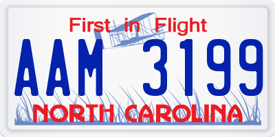 NC license plate AAM3199