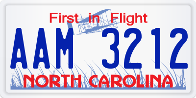 NC license plate AAM3212