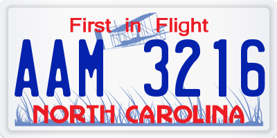 NC license plate AAM3216