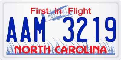 NC license plate AAM3219