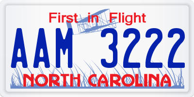 NC license plate AAM3222