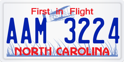 NC license plate AAM3224