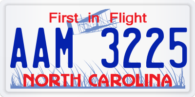 NC license plate AAM3225