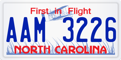 NC license plate AAM3226