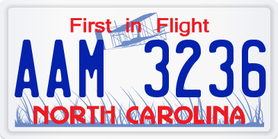 NC license plate AAM3236