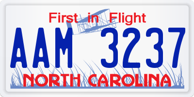 NC license plate AAM3237
