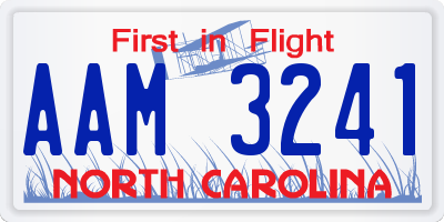 NC license plate AAM3241