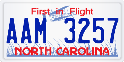 NC license plate AAM3257