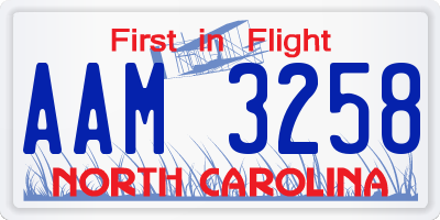 NC license plate AAM3258