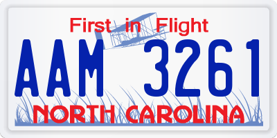 NC license plate AAM3261