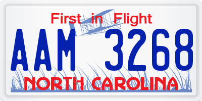 NC license plate AAM3268
