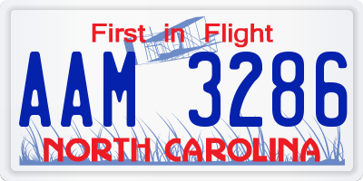 NC license plate AAM3286
