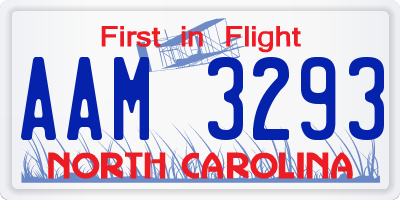 NC license plate AAM3293