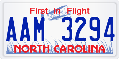 NC license plate AAM3294