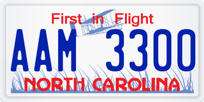 NC license plate AAM3300