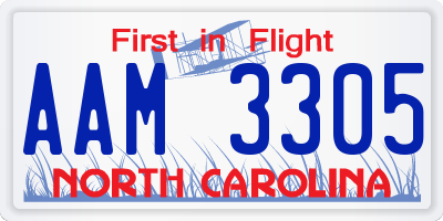 NC license plate AAM3305