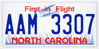 NC license plate AAM3307