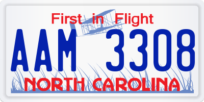 NC license plate AAM3308