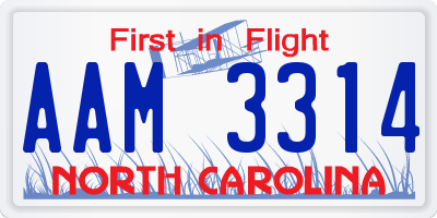 NC license plate AAM3314