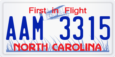 NC license plate AAM3315