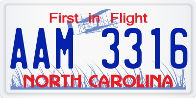 NC license plate AAM3316