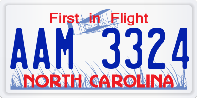 NC license plate AAM3324