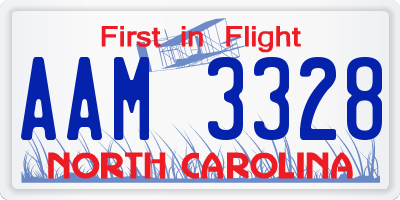 NC license plate AAM3328