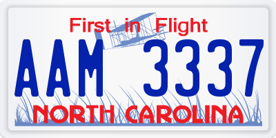 NC license plate AAM3337