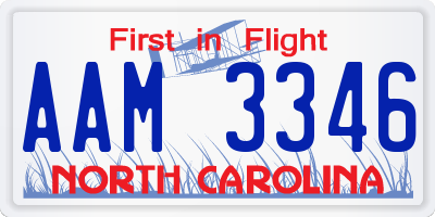 NC license plate AAM3346