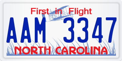 NC license plate AAM3347