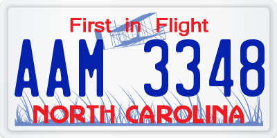 NC license plate AAM3348